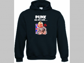 Punk All My Life  mikina s kapucou stiahnutelnou šnúrkami a klokankovým vreckom vpredu 